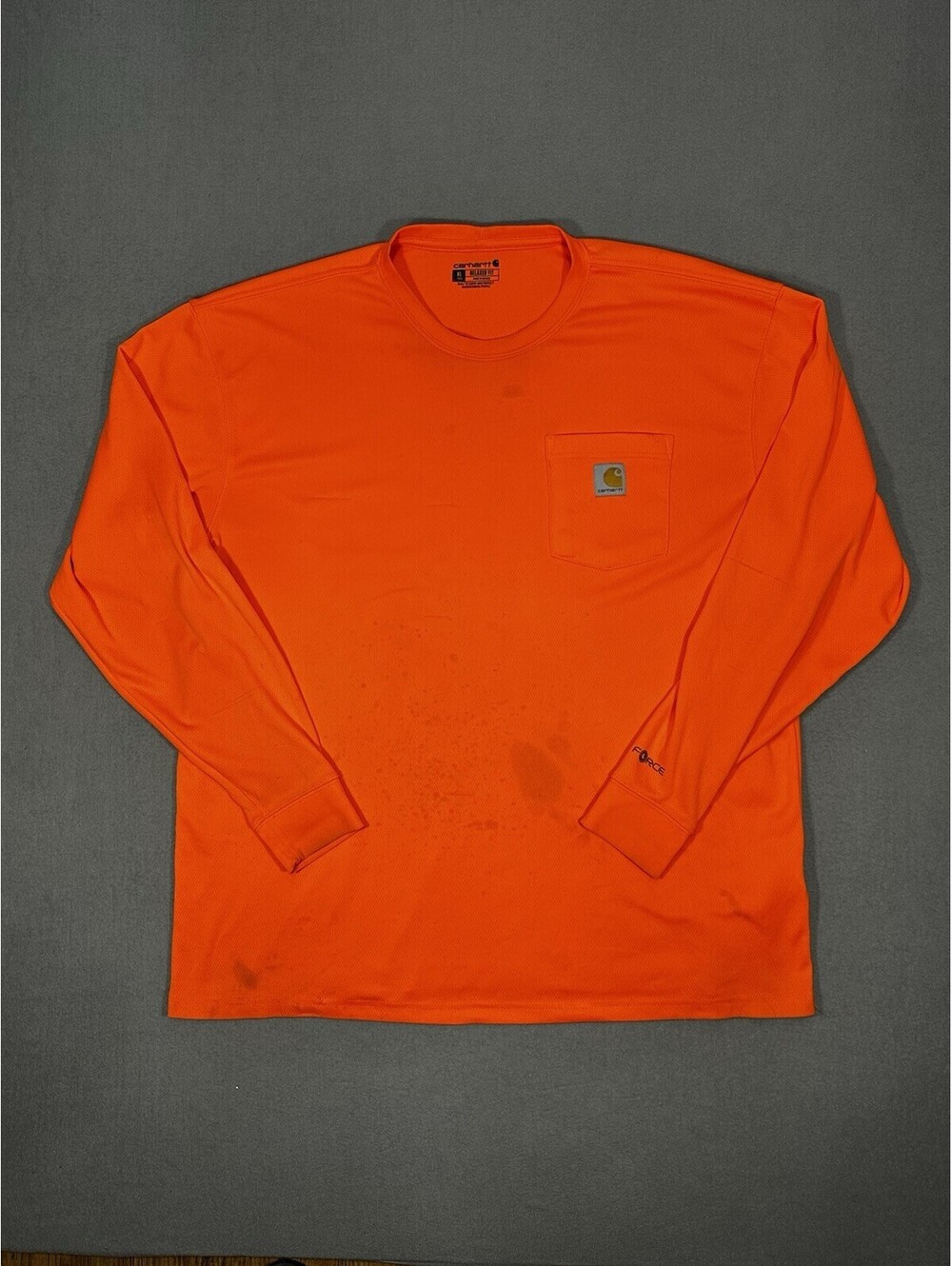 Carhartt Force Long Sleeve Shirt Men XL Tall Orange Pocket Relaxed Fit Workwear
